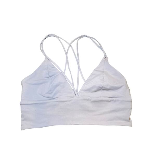 Lululemon Women 6 Pushing Limits Bra Dark Chrome Light Grey Criss Cross Back - Picture 7 of 13